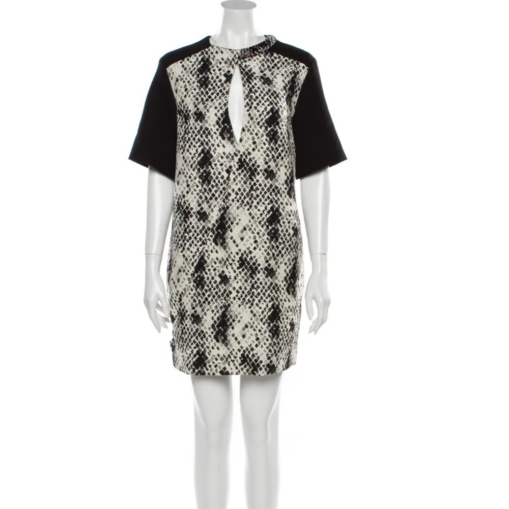 NWT Emanuel Ungaro Wool Mini Dress 38 IT Snakeskin Print